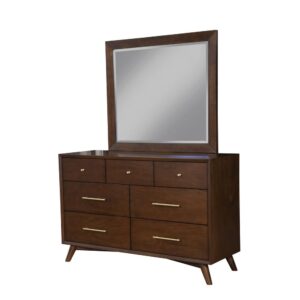 constructed of sustainably sourced solid Mahogany to ensure a lifetime of use.  The Flynn dresser has seven drawers to accommodate most bedroom necessities.   The dresser comes fully assembled