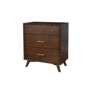 constructed of sustainably sourced solid Mahogany to ensure a lifetime of use.  The Flynn Accent Chest has three drawers to accommodate most extra storage needs.   The dresser comes fully assembled