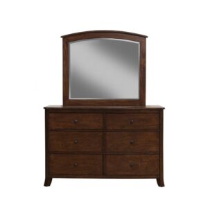 Traditional elegance describes this classic design. Crafted of Mahogany wood solids and veneers while featuring a rich Mahogany (Brown) finish. Has 6 drawers for storage.  Coordinates with a full compliment of optionally purchased bedroom pieces from the Alpine Furniture Baker collection. With its clean lines