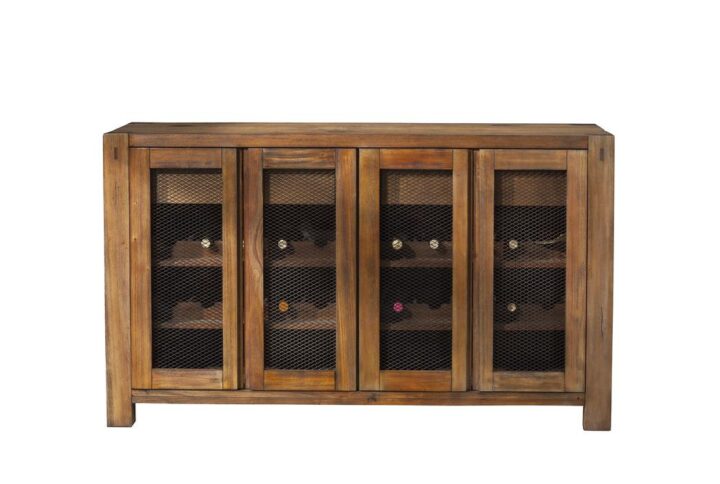 Deck out your dining room in rustic style with this clean-lined server.  The Shasta Reclaimed Server is handcrafted from salvaged Mahogany solids and veneers.  This piece sports a natural brushed finish and wire door inserts for an authentic Farmhouse look.  Functional features include felt-lined drawers