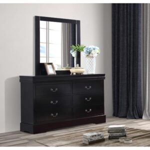 This Dresser & Mirror is the piece for the room with traditional décor. Its shape was originally developed in the mid - 19th century when such pieces were formed to portray a glamorous yet simplistic construction. This piece will bring a needed elegance to any room looking for that special piece.