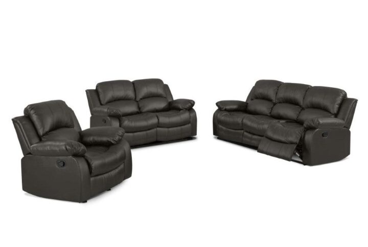 These recliners set will make the living room the place to be whether sitting down to watch the game or looking for a space to relax. This manual lever motion gives a smooth recline with two positions to give that feeling of weightlessness. Its soft foam stuffing is encased in rich faux leather and supported by coil springs. Its frame of solid and manufactured wood with metal creates a sturdy structure for added support.