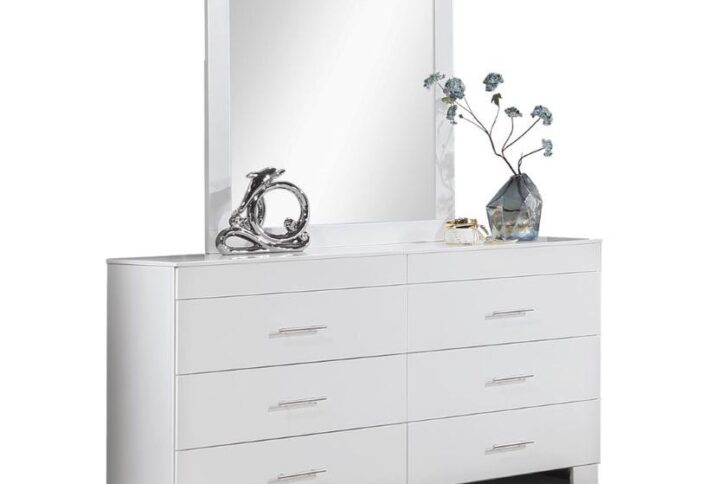 This contemporary Dresser & Mirror is the perfect accent for your master bedroom.