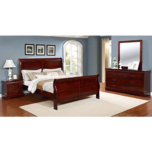 This bedroom set is the piece for the room with traditional décor. Its shape was originally developed in the mid - 19th century when such pieces were formed to portray a glamorous yet simplistic construction. This piece will bring a needed elegance to any room looking for that special piece.