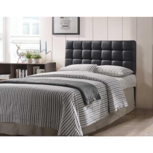 plush touch to your bed with this panel headboard. It's made from engineered wood and features a series of gridded tufts that add depth and dimension to your space. Faux leather upholstery adds a luxurious element
