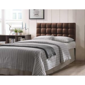 plush touch to your bed with this panel headboard. It's made from engineered wood and features a series of gridded tufts that add depth and dimension to your space. Faux leather upholstery adds a luxurious element