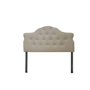 This queen size tufted headboard in a very stylish arch curved design will instantly provide a sophisticated look to your room. It features an adjustable height from 47 inches for up to 62 inches. It is covered in a durable polylinen fabric for everyday use.