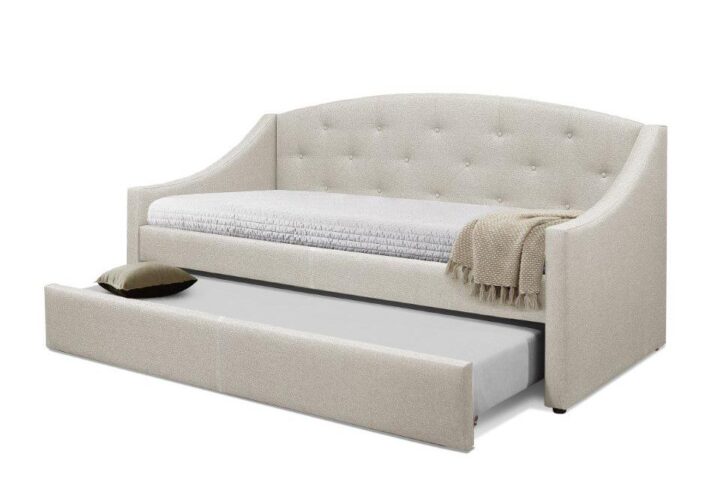 Transform your bedroom with this daybed. The twin daybed comes complete with a twin trundle for additional guests. Style is amplified by tufted and is upholstered in a durable beige or gray linen blend fabric. This daybed will add sophistication to your guest bedroom