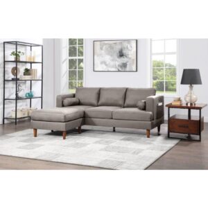 so it customizes however you like. It's made with a solid wood frame upholstered in a linen-like fabric. The sofa arm also includes a built in USB port & plug with storage pocket for charging. The fabric is UV-