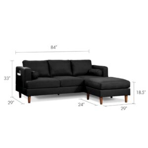 The velvet reversible sectional with remote pocket in arms and USB plug is a stylish and convenient addition to any living room. With its plush velvet fabric