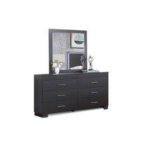 This 6-drawers double dresser provides extra storage in your bedroom while adding a fresh