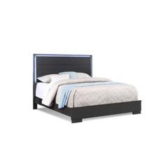 This bed has a strong lined silhouette with charcoal finish hue. Its bed has 4 slats & support legs. Features a LED headboard with 3 settings to set the mood.
