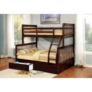 This stunning twin over full bunk bed is beautifully made and extremely adaptable. This bunk bed arrives with 2 drawers for extra storage. It also can be used as 2 stand alone beds. The wood slats are all included and does not need a box spring.  Also
