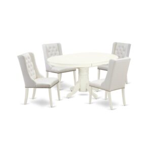 EAST WEST FURNITURE AVFO5-LWH-44 5-PIECE DINING TABLE SET