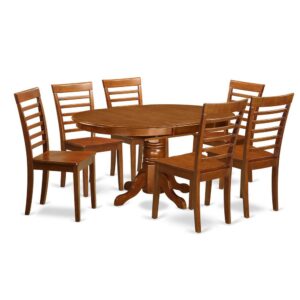 the table set can be acquired with wooden or upholstered seat chairs.In-built self storing butterfly leaf can be collapsed discreetly below the table top when not being used.The ladder back method of the kitchen chairs feature lovely and striking lines while offering enough resting support.