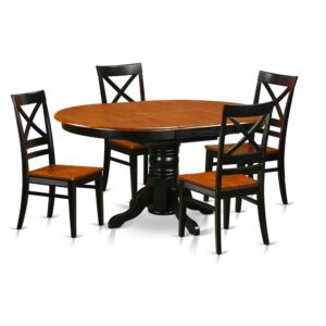 the kitchen table set can be purchased with hardwood or padded seat chairs.Integrated self storage extension leaf can be collapsed subtly beneath the table top when not being used.Lightly arced dining chairs back comes with stylish carving while delivering enough support.