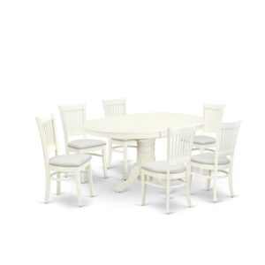 EAST WEST FURNITURE - AVVA7-LWH-C - 7-PIECE MODERN DINING TABLE SET