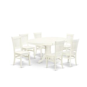 EAST WEST FURNITURE - AVVA7-LWH-W - 7-PC DINING TABLE SET