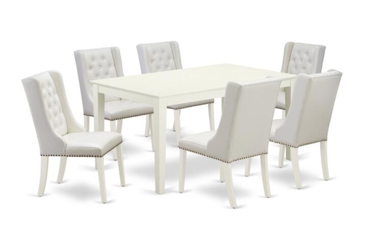 EAST WEST FURNITURE CAFO7-LWH-44 7-PC MODERN DINING SET