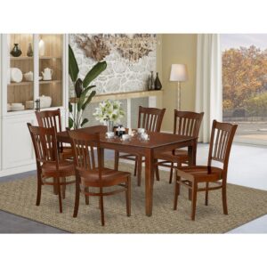 classy Mahogany finish well-fitted to your dining room. The fresh and clean lines dominate the cutting-edge design of the rectangular dining table. This standard dinette table can fit 4 to 6 persons easily. This amazing kitchen table makes a really good addition for all kitchen space and corresponds all sorts of dining-room concepts. The wooden table is created from prime quality rubber wood known as Asian Hardwood. No heat treated pressured wood like MDF