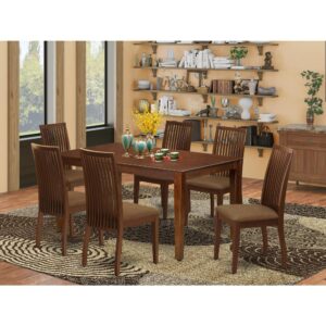 bring this exclusive CAIP7-MAH-C dinette set includes a rectangular table and six parson chairs. The fresh and clean lines dominate the cutting-edge design of the rectangular dining table. This standard dinette table can fit 4 to 6 persons easily. This amazing kitchen table makes a really good addition for all kitchen space and corresponds all sorts of dining-room concepts. Made up of prime quality rubber wood