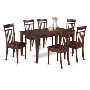 Capri dining table sets give your dining room modern refinement with an exquisite and smart artistic style. This particular Capri table and cushioned dining room chair features a solid top for an exquisite