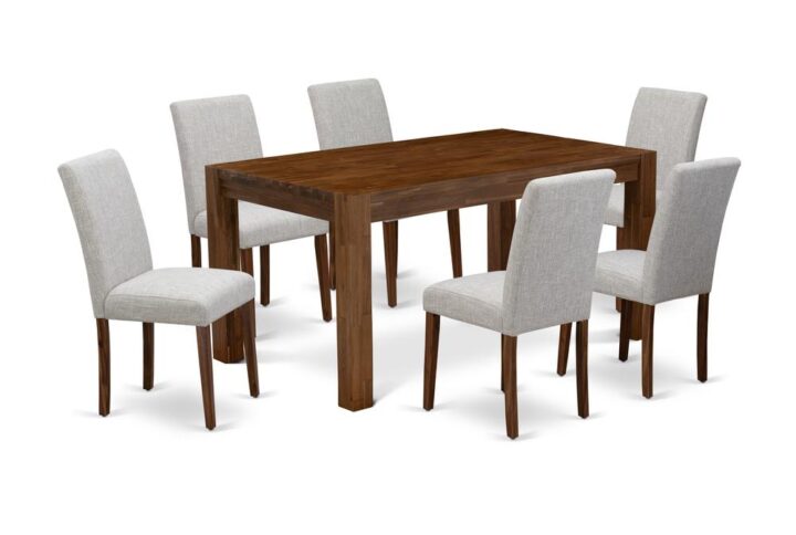 Introducing East West furniture's innovative Celina furniture set which can transform your house into a home. This special and cutting edge dining set consists of a dinette table combined with Upholstered Dining Chairs. Impressive wood texture with Sand Blasting Antique Walnut color and the rectangular shape design specifies the sturdiness and longevity of the kitchen table. The perfect dimensions of this kitchen table set made it quite simple to carry