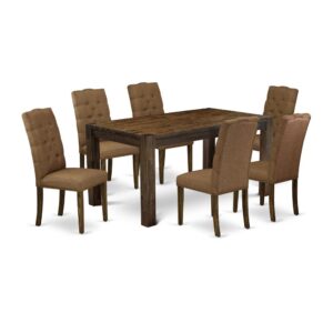 EAST WEST FURNITURE 7-PC DINETTE ROOM SET- 6 WONDERFUL DINING CHAIR AND 1 KITCHEN DINING TABLE