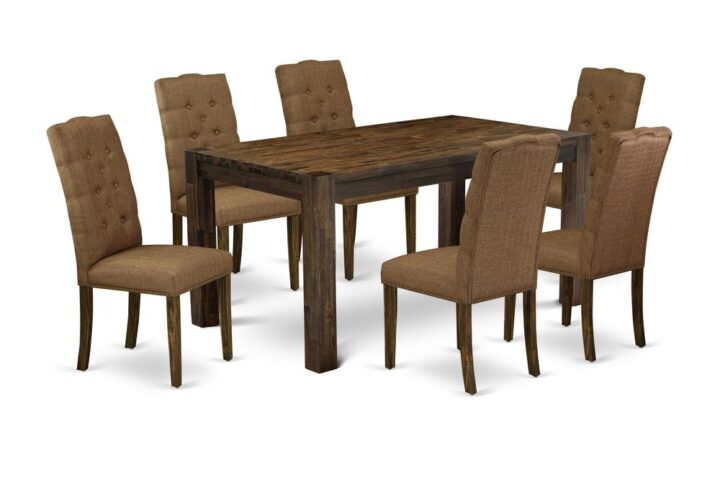 EAST WEST FURNITURE 7-PC DINETTE ROOM SET- 6 WONDERFUL DINING CHAIR AND 1 KITCHEN DINING TABLE