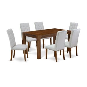 EAST WEST FURNITURE 7-PC DINING ROOM TABLE SET- 6 WONDERFUL PARSON DINING CHAIRS AND 1 RECTANGULAR DINING TABLE