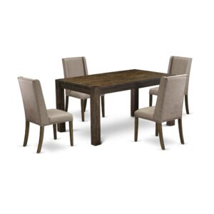 EAST WEST FURNITURE 5-Pc KITCHEN DINING ROOM SET- 4 FANTASTIC UPHOLSTERED DINING CHAIRS AND 1 dining table