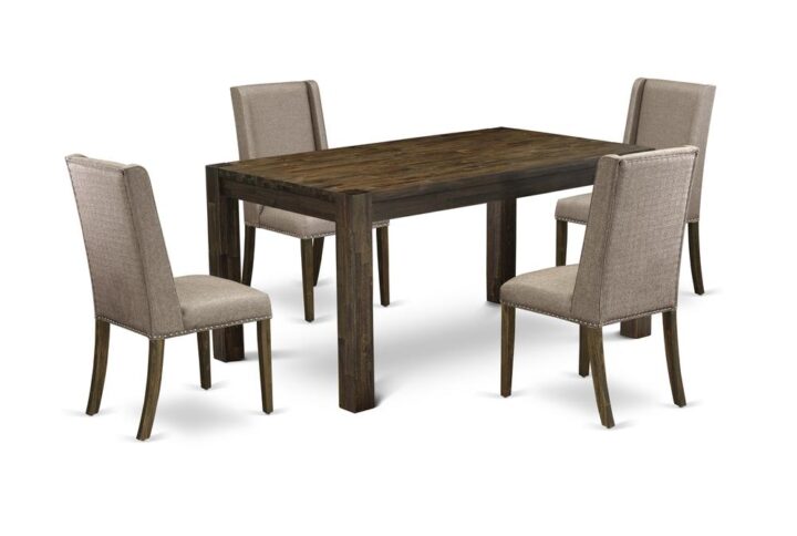 EAST WEST FURNITURE 5-Pc KITCHEN DINING ROOM SET- 4 FANTASTIC UPHOLSTERED DINING CHAIRS AND 1 dining table