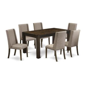 EAST WEST FURNITURE 7-PC MODERN DINING SET- 6 FANTASTIC KITCHEN PARSON CHAIRS AND 1 RECTANGULAR TABLE