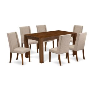 EAST WEST FURNITURE 7-PIECE MODERN DINING SET- 6 STUNNING PARSON CHAIRS AND 1 WOODEN DINING TABLE
