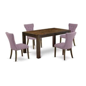 EAST WEST FURNITURE 5-Pc KITCHEN DINING SET- 4 EXCELLENT DINING ROOM CHAIRS AND 1 WOODEN DINING TABLE