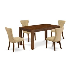 EAST WEST FURNITURE 5-PIECE MODERN DINING SET- 4 FABULOUS PARSON DINING CHAIRS AND 1 BREAKFAST TABLE