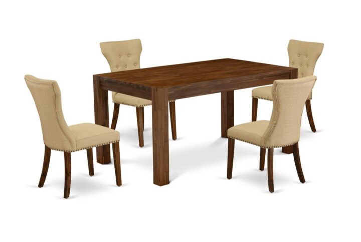 EAST WEST FURNITURE 5-PIECE MODERN DINING SET- 4 FABULOUS PARSON DINING CHAIRS AND 1 BREAKFAST TABLE