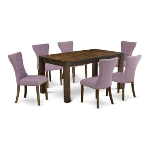 EAST WEST FURNITURE 7-PIECE DINING TABLE SET- 6 FABULOUS DINING ROOM CHAIRS AND 1 BREAKFAST TABLE