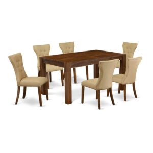 EAST WEST FURNITURE 7-PC KITCHEN DINING ROOM SET- 6 EXCELLENT UPHOLSTERED DINING CHAIRS AND 1 KITCHEN DINING TABLE