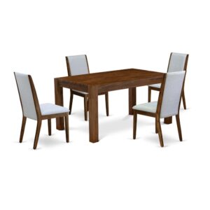 EAST WEST FURNITURE 5-Pc KITCHEN ROOM TABLE SET- 4 FABULOUS DINING PADDED CHAIRS AND 1 WOOD DINING TABLE