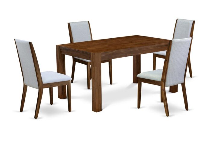 EAST WEST FURNITURE 5-Pc KITCHEN ROOM TABLE SET- 4 FABULOUS DINING PADDED CHAIRS AND 1 WOOD DINING TABLE