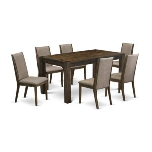 EAST WEST FURNITURE 7-PIECE DINING ROOM TABLE SET- 6 FANTASTIC PARSON DINING CHAIRS AND 1 MODERN RECTANGULAR DINING TABLE