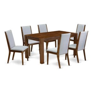 EAST WEST FURNITURE 7-PC MODERN DINING SET- 6 FABULOUS UPHOLSTERED DINING CHAIRS AND 1 MODERN DINING ROOM TABLE