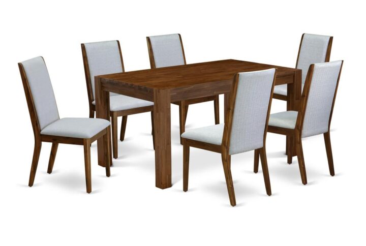 EAST WEST FURNITURE 7-PC MODERN DINING SET- 6 FABULOUS UPHOLSTERED DINING CHAIRS AND 1 MODERN DINING ROOM TABLE