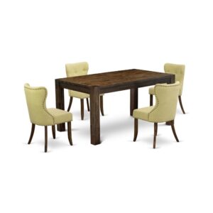 EAST WEST FURNITURE 5-Pc MODERN DINING TABLE SET- 4 WONDERFUL PARSON CHAIRS AND 1 DINING TABLE