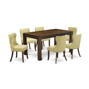 EAST WEST FURNITURE 7-PC KITCHEN DINING SET- 6 AMAZING MID CENTURY DINING CHAIRS AND 1 DINING ROOM TABLE