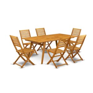 EAST WEST FURNITURE 7-PC TABLE SET- 6 AMAZING MODERN CHAIRS AND RECTANGULAR OUTDOOR DINING TABLE