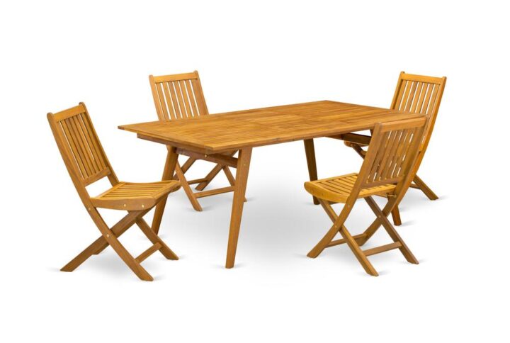 EAST WEST FURNITURE 5-PIECE PATIO TABLE SET- 4 GORGEOUS COFFEE CHAIRS AND RECTANGULAR SMALL TABLE