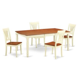 with four matching chairs. Ideal for any dining area or small space