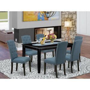 particle board or veneer top fabricated. A regal and affordable Parson chair offers a touch of beauty to any dining room and provides a sensible seating arrangements. The upholstered dining chair features a beautiful stitched exterior. Tall back